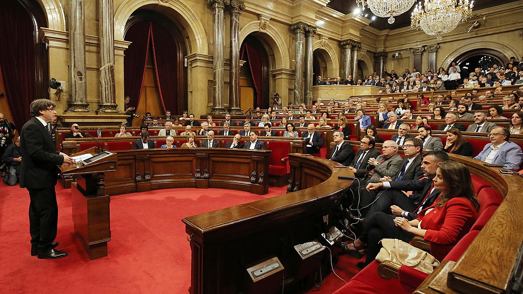 Carles Puigdemont in the Catalan parliament