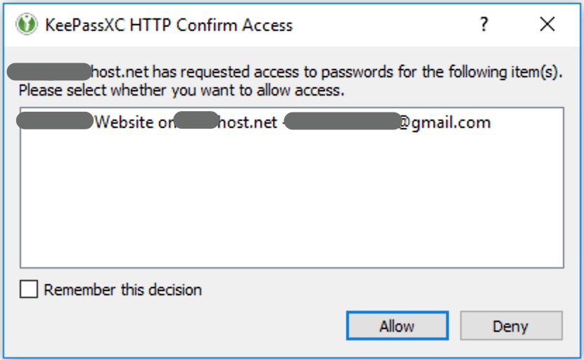 KeePassCX Confirm Access Dialog