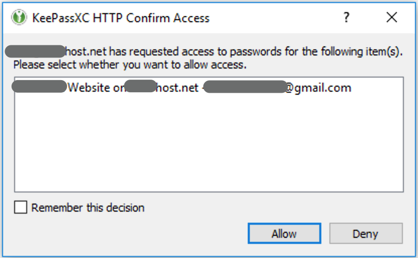 KeePassCX Confirm Access dialog