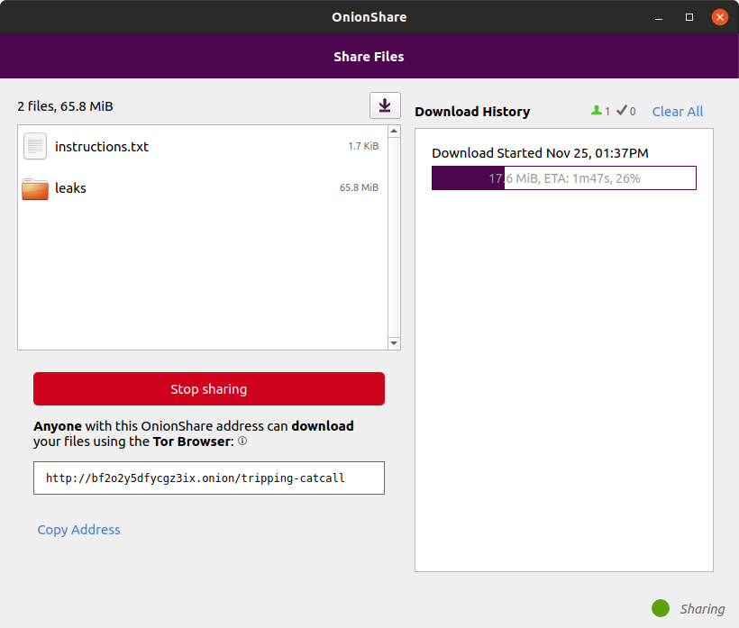 Share mode OnionShare