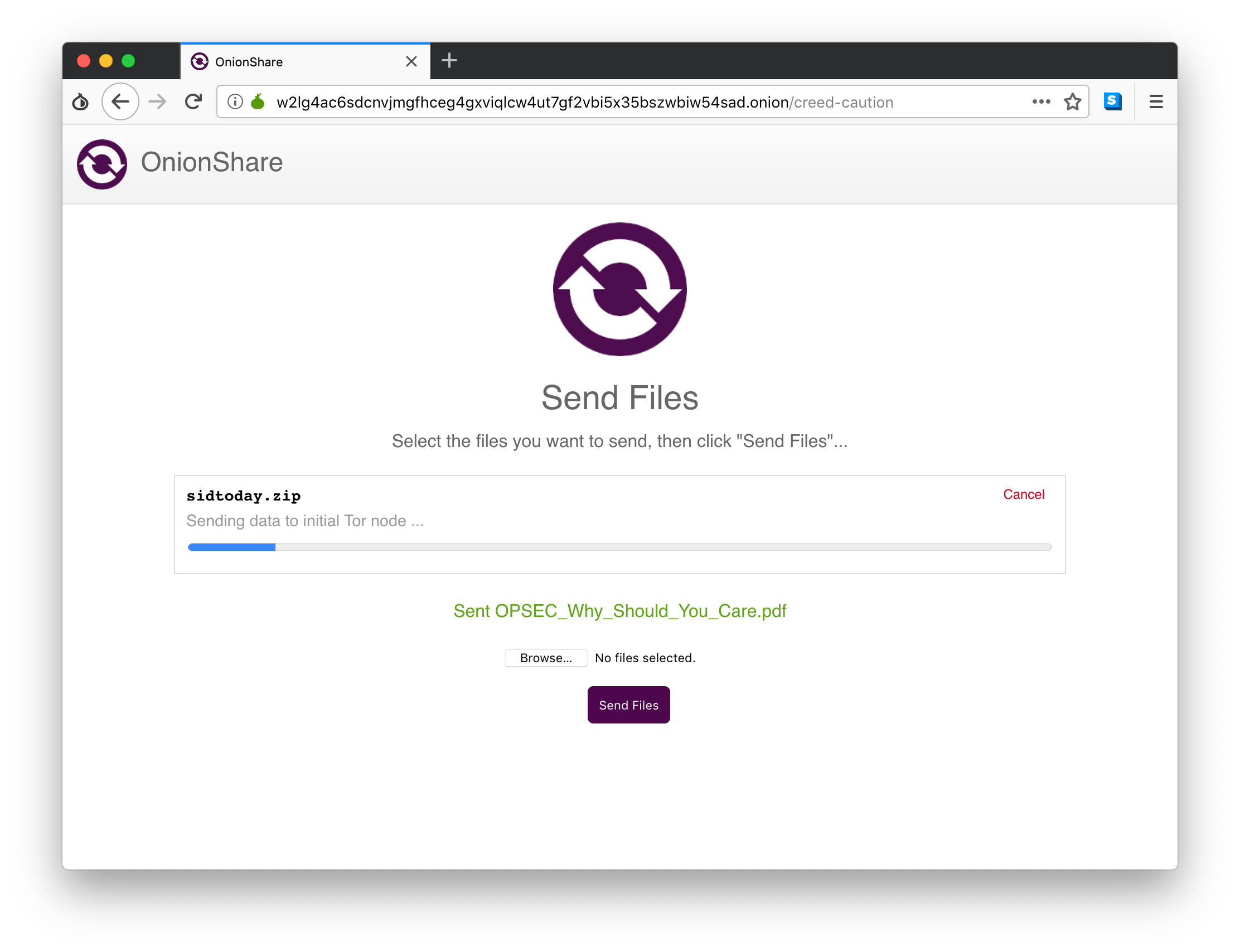 Receive mode Tor Browser