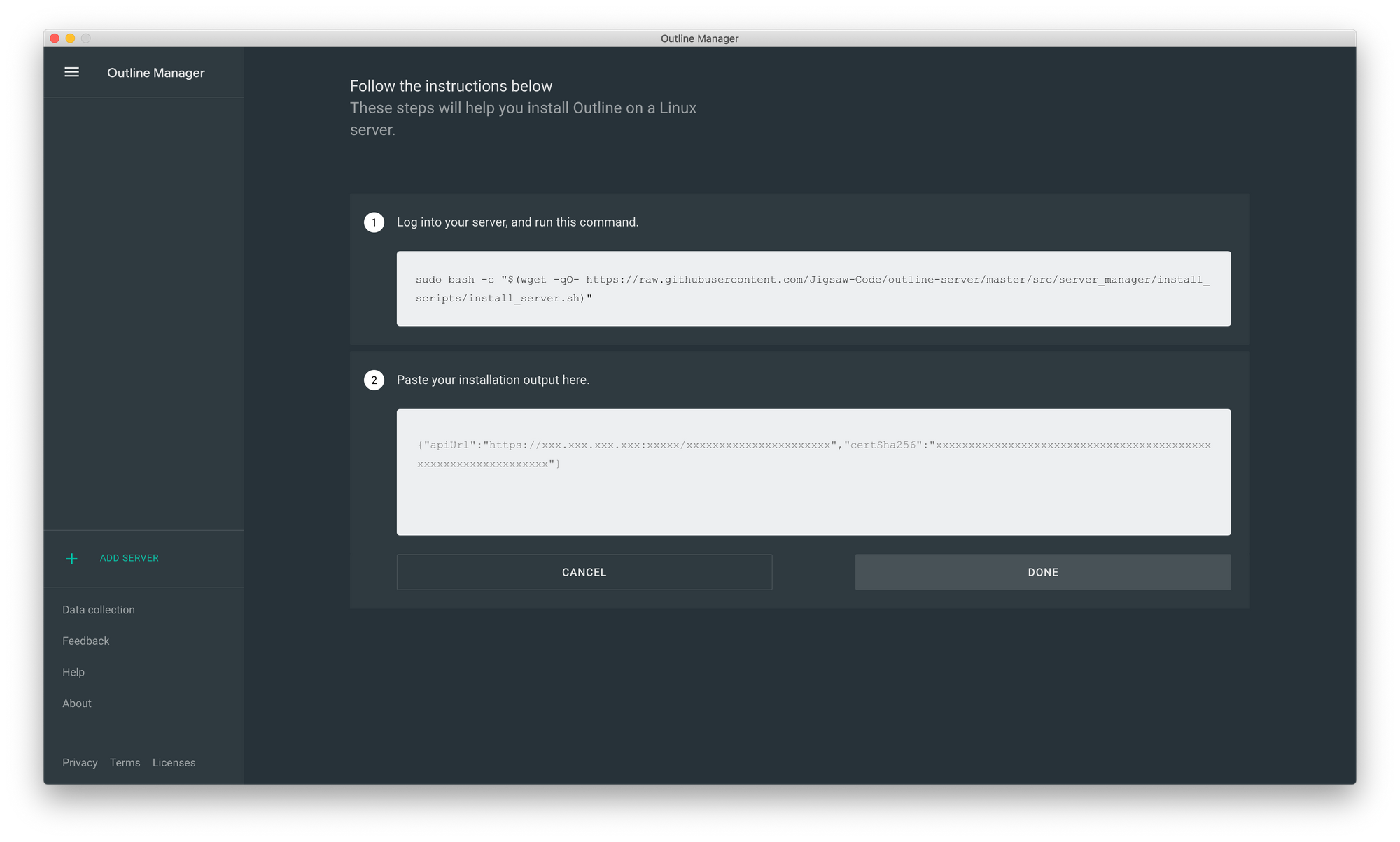 Screenshot of Outline Manager